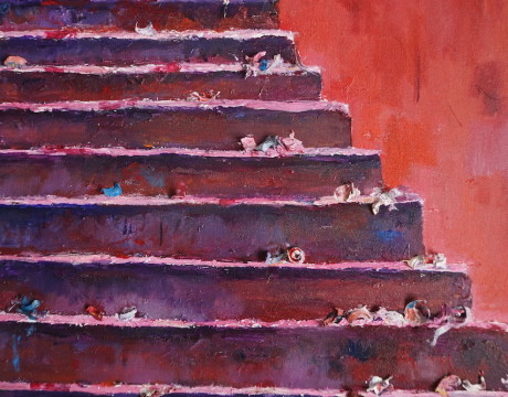 Bladeren op Portugese trap