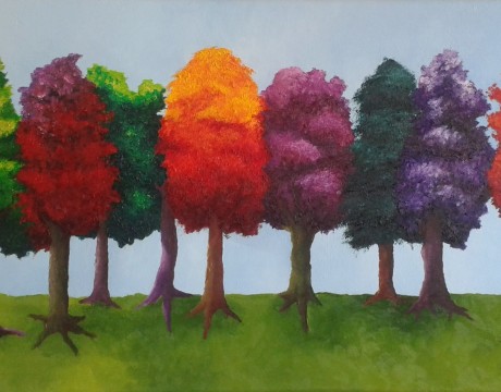 Gekleurde bomenrij