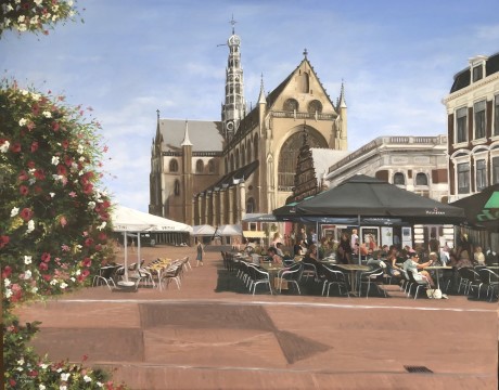 Monument :Grote Markt Haarlem met  Bavo, Vlees en Vishal.