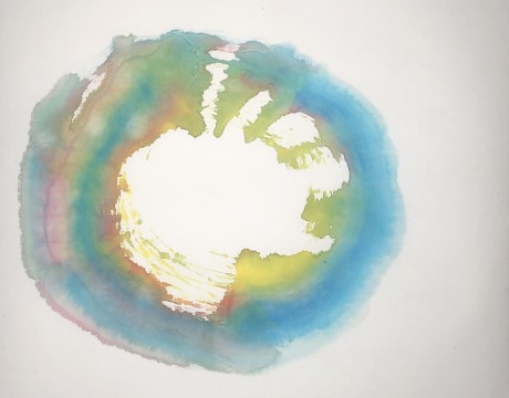 Enso in een ronde beweging op rijstpapier. Moment in de tijd. 