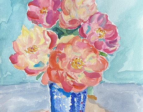 Bijna uitgebloeide pioenrozen