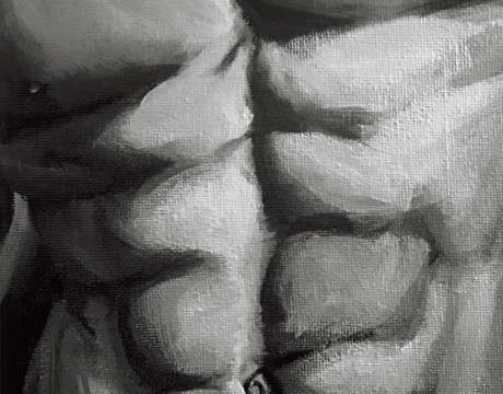 Mannelijk torso in grijstinten 