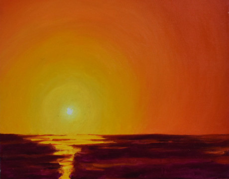 Ondergaande zon rood