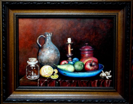 Stilleven met schuifkandelaar