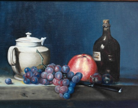 Stilleven met Wit Theekan en Fles