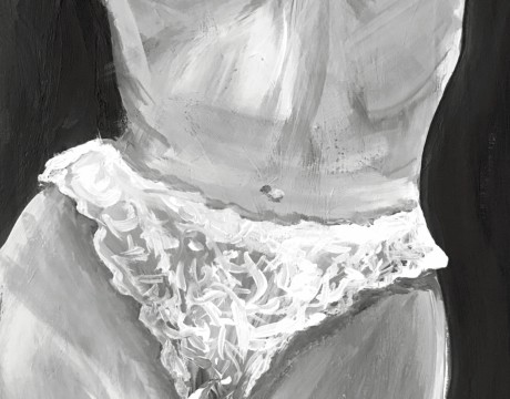 Vrouw in lingerie grijstinten