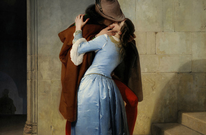 Francesco Hayez, De kus, 1859, Olieverf op linnen, 112 x 88 cm