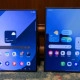 Samsung Galaxy Z Fold 7 (rechts) naast Fold 6, opengeklapt