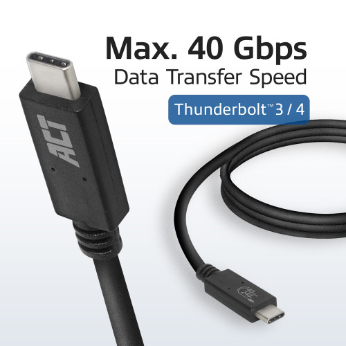 USB4-kabels zijn compatibel met Thunderbolt. De ACT AC7451 werkt met Thunderbolt 3 en 4, de ACT AC7431 werkt met Thunderbolt 3.
