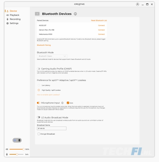 Creative-app bij de BT-W6