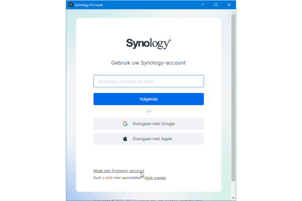 Gebruik van een Synology account is verplicht voor de BeeDrive