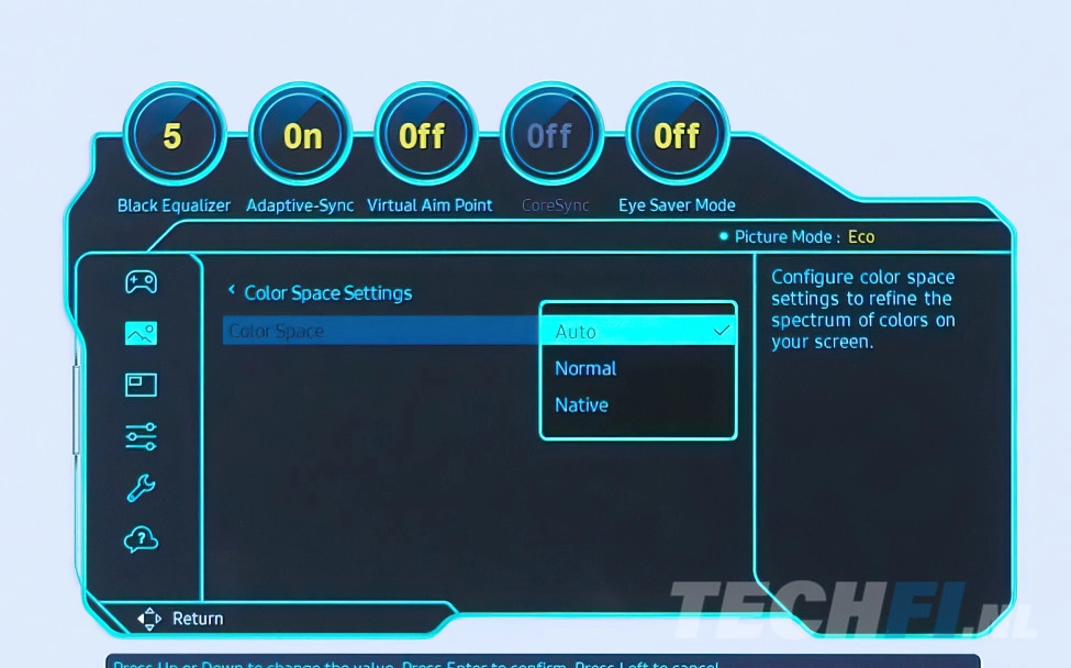 Samsung Odyssey OLED G6 OSD -  Color Space