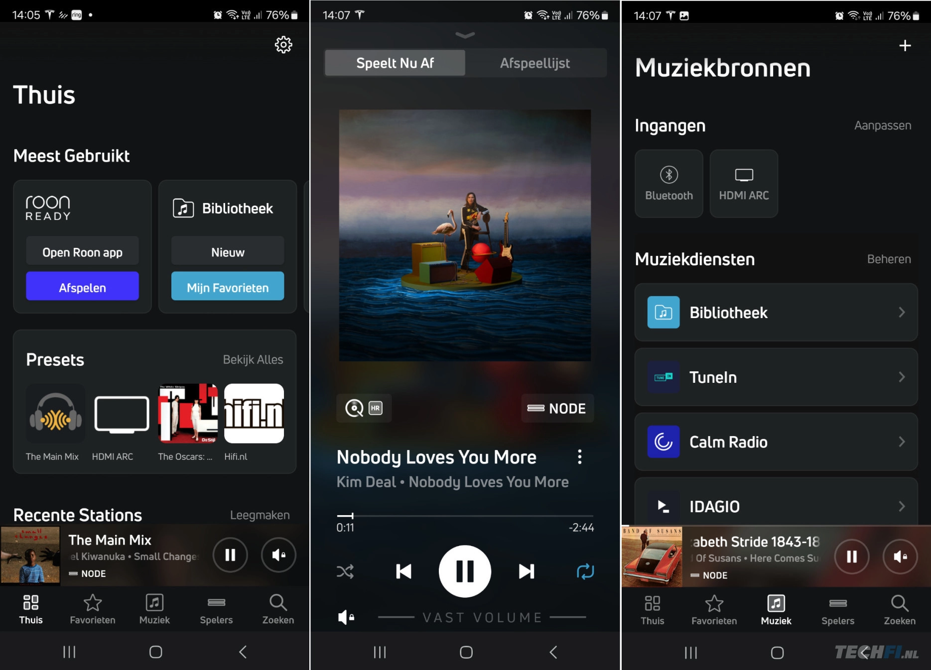 De BluOS-app op een smartphone