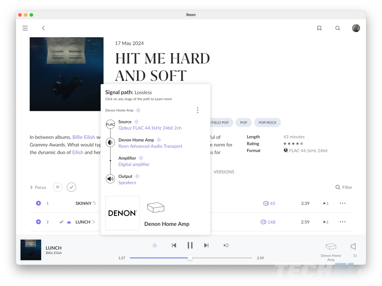 Roon en Dirac op de Denon Home Amp