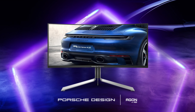 Deze Porsche Design monitor van AOC is niet goedkoop, maar ziet er met zijn aluminium voet wel bijzonder uit. 