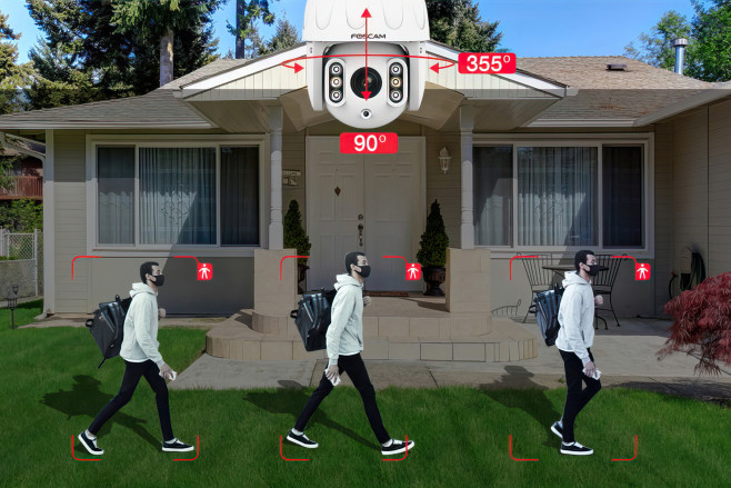 De Foscam SD8(E)P kan automatisch mensen herkennen én volgen, dankzij een groot pan- en tilt-bereik.