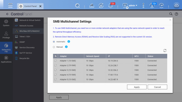 SMB Multichannel in QTS 5.1.0