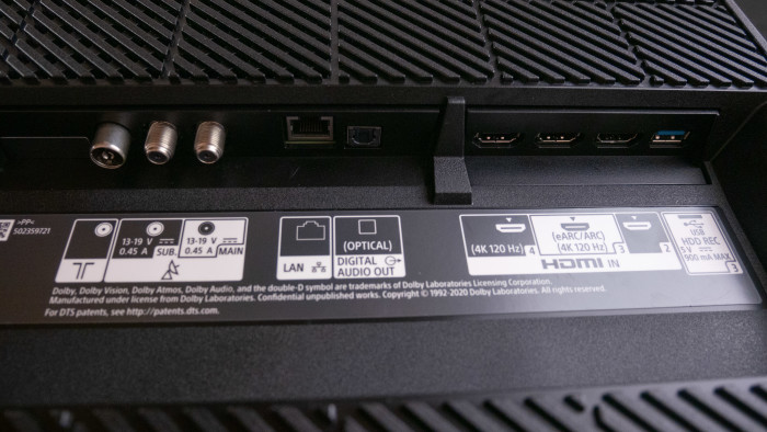Sony Bravia XR A80J aansluitingen