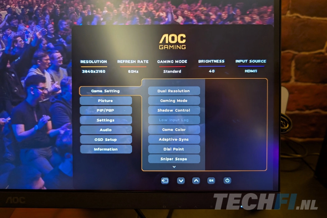AOC U27G4R dual frame rate monitor menu