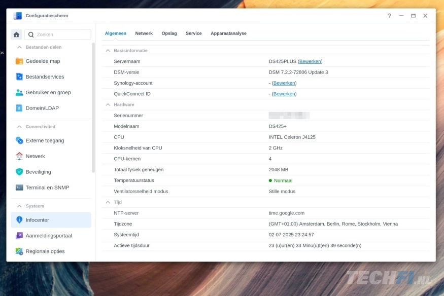 Synology DS425+ hardwareoverzicht