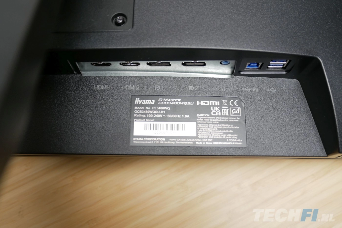 iiyama G-Master GCB3480WQSU aansluitingen met legenda