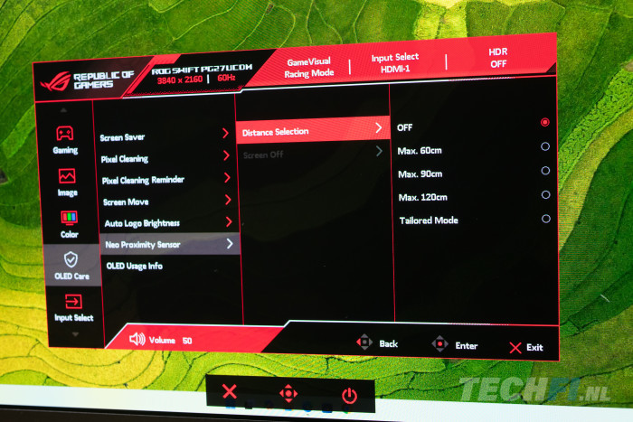 ROG Swift OLED PG27UCDM - on-screen menu Neo Proximity sensor