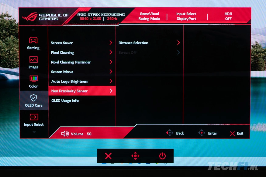 ROG Strix OLED XG27UCDMG on-screen menu - OLED Care: Neo Proximity Sensor