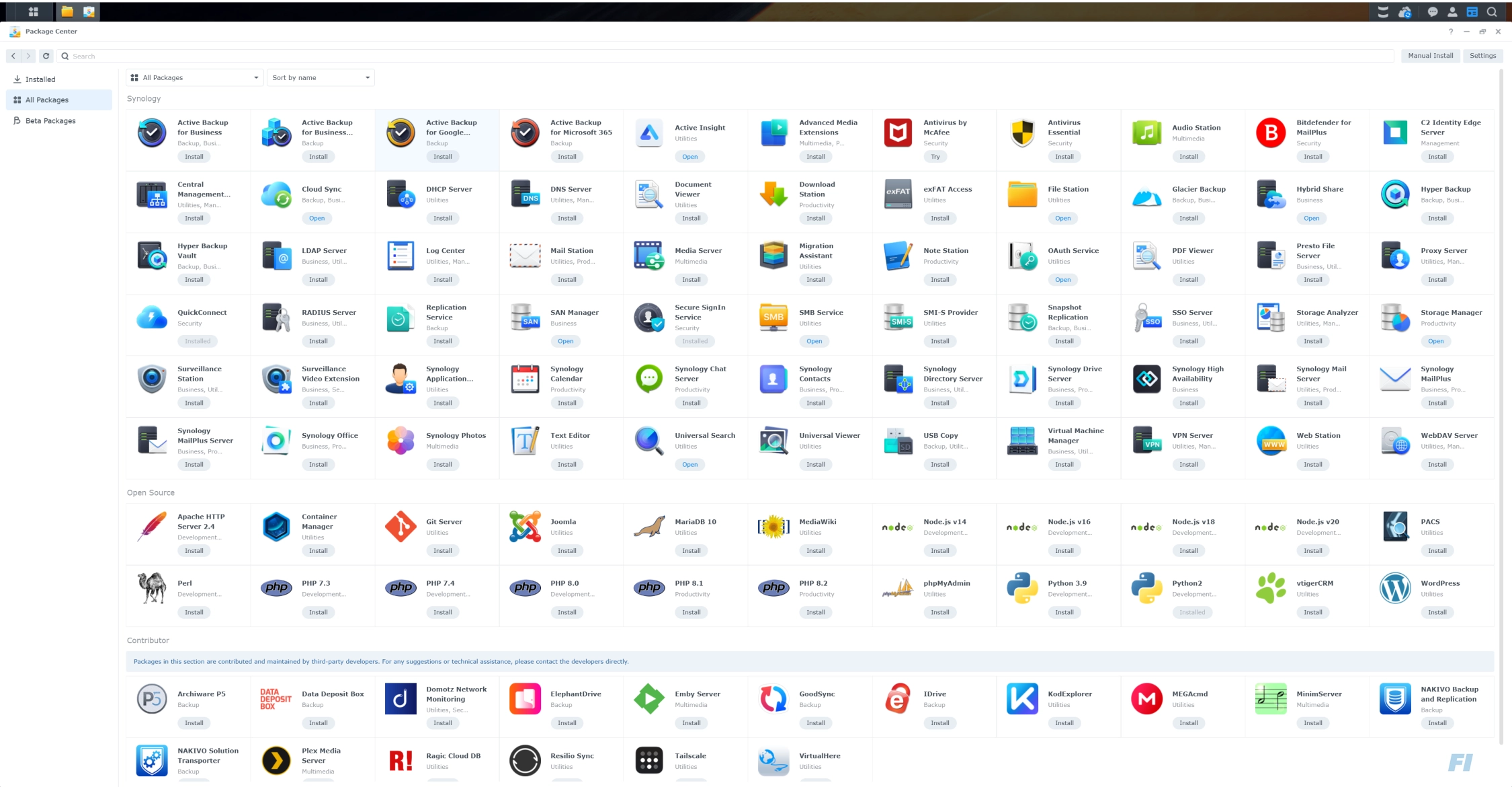 Synology DiskStation Manager 7.2 package center