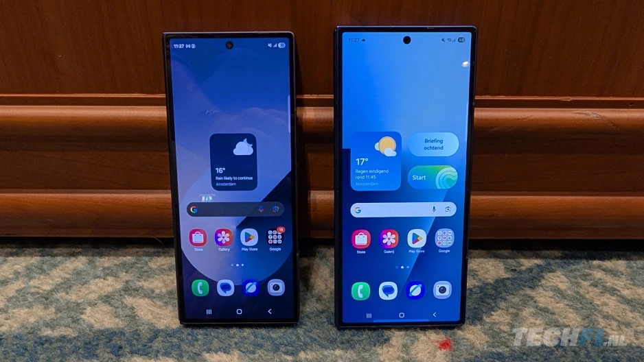 Samsung Galaxy Z Fold 7 (rechts) naast Fold 6, dichtgeklapt