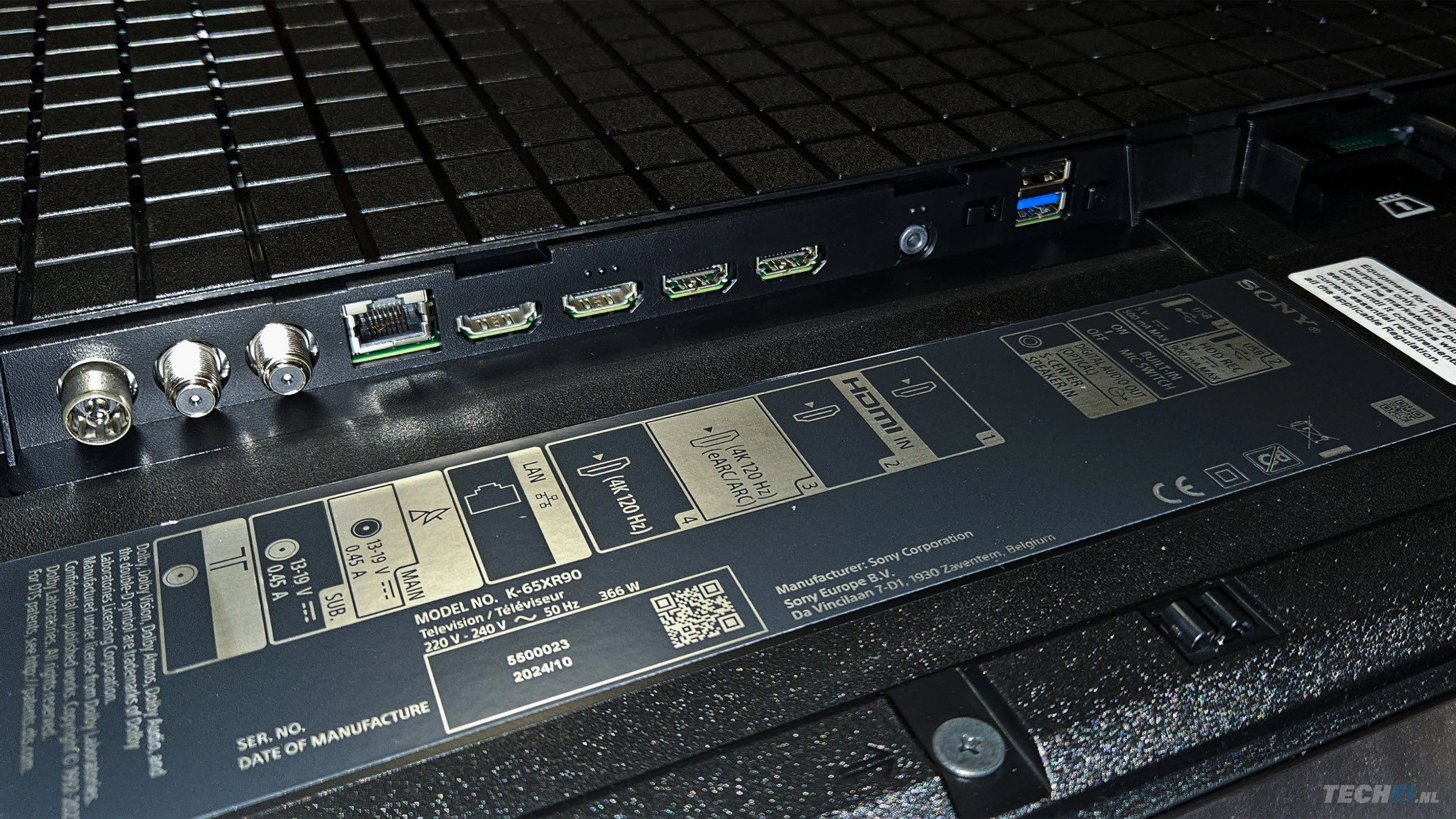 Sony Bravia 9 K-65XR90 aansluitingen