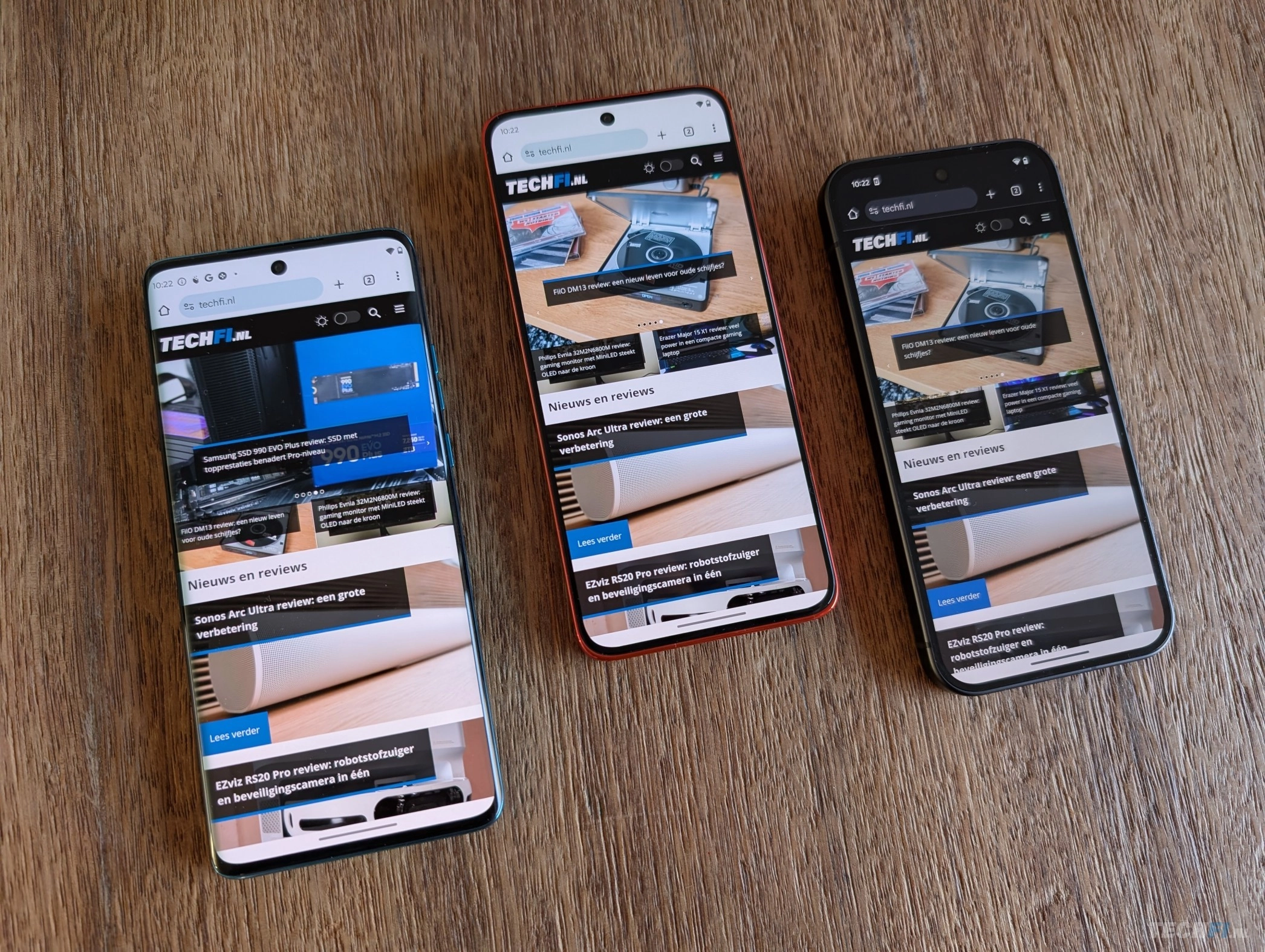 Van links naar rechts: Edge 40 Neo, Edge 50 Neo, Pixel 9