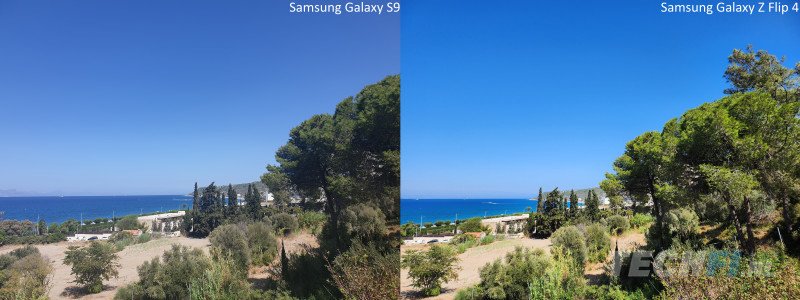 In de vergelijking met de oudere Samsung Galaxy S9 valt op dat de foto van de Samsung Galaxy Z Flip 4 wel heel erg van het scherm afspettert.