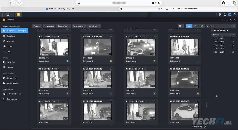 Synology BC800Z events in Surveillance Station