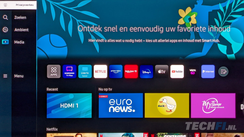 De nieuwe Tizen Smart Hub is schermvullend en amper aanpasbaar.