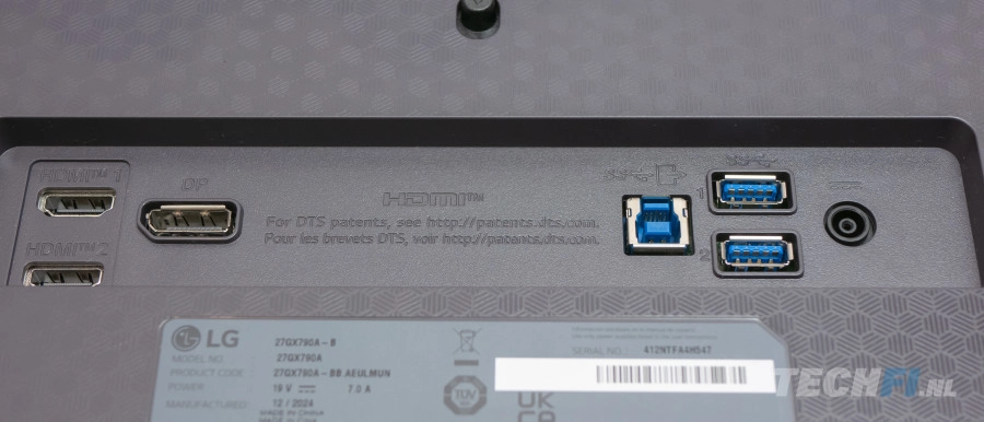 LG UltraGear 27GX790A aansluitingen