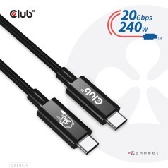 De CAC-1575 is een 240 watt USB-C kabel van Club3D die ook 4K60 video en tot 20 Gbit/s data kan vervoeren.